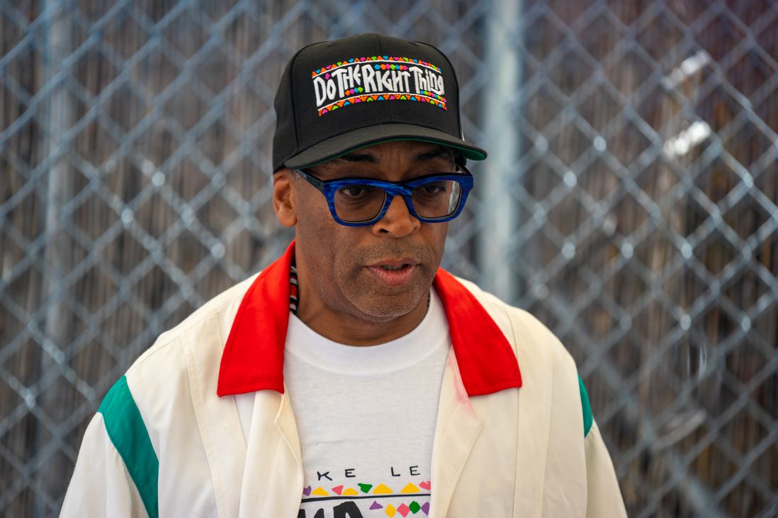 A photo of Spike Lee from the "Do The Right Thing" anniversary block party in July 2019